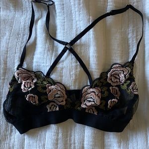 Floral black bralette